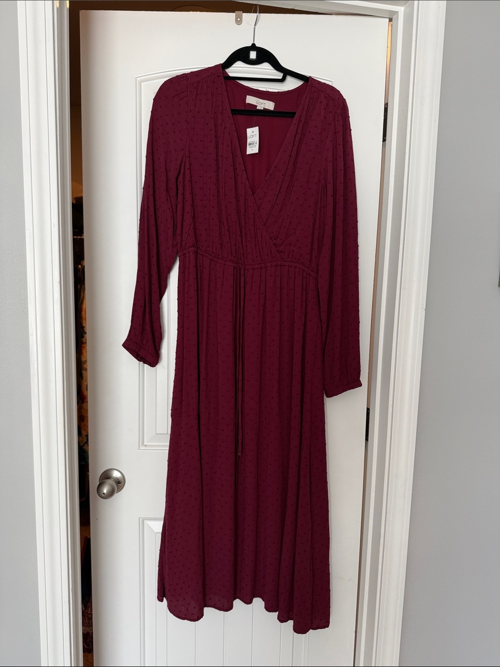 Loft Burgundy Long Sleeve Dress
